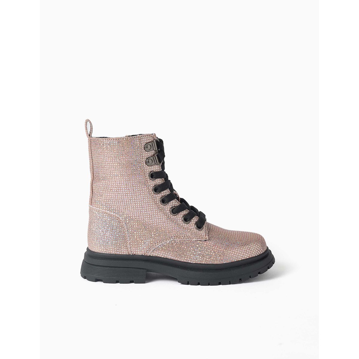 Bottes montantes avec effet paillettes et lacets gris, ZIPPY