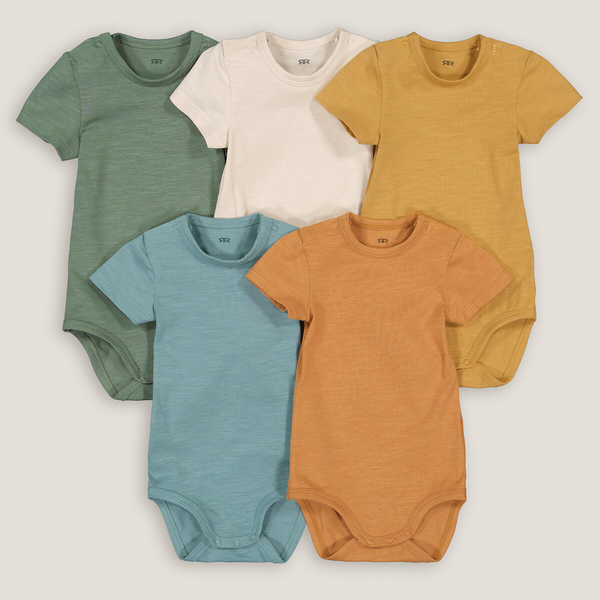 Lot de 5 bodies manches courtes assortis, LA REDOUTE COLLECTIONS