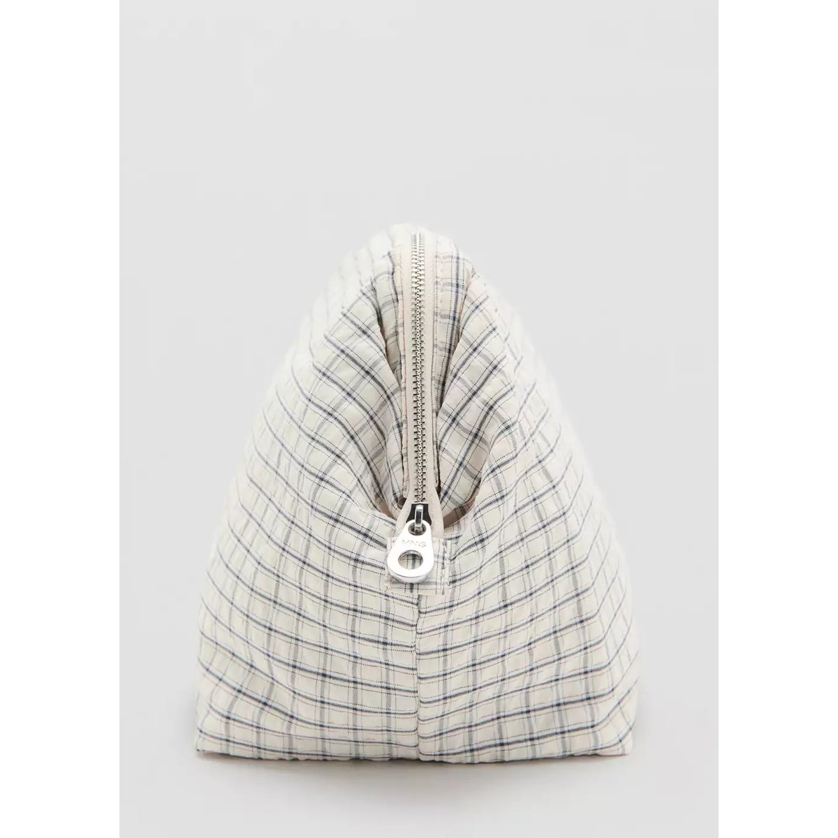 Trousse de toilette à carreaux en coton écru, MANGO