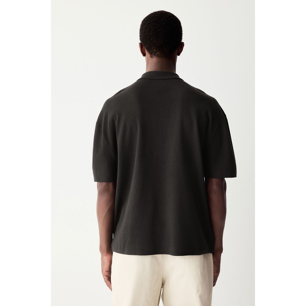Polo boutonné en maille à manches courtes marron, NEXT