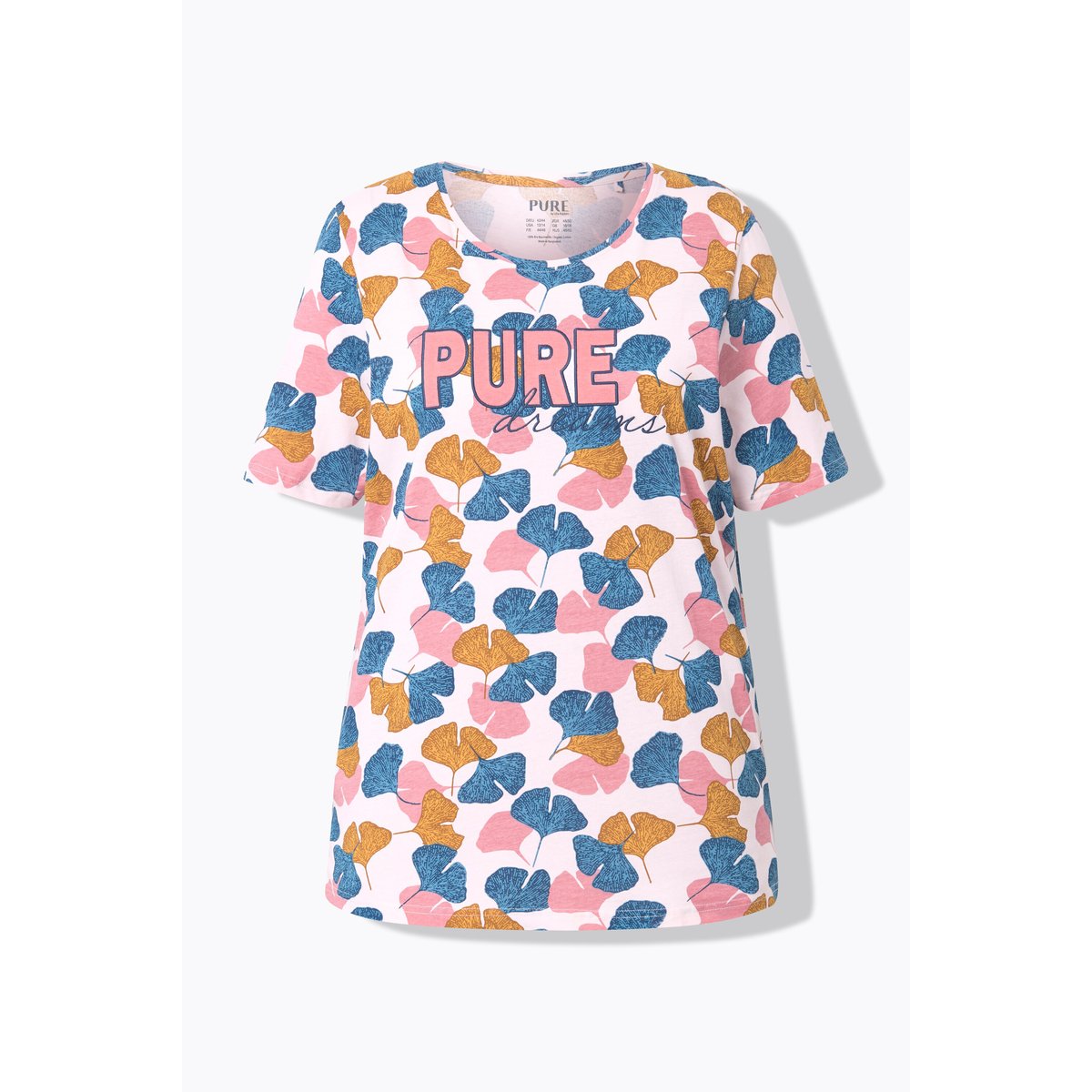T-shirt de pyjama, Ginkgo, col rond rose clair, ULLA POPKEN