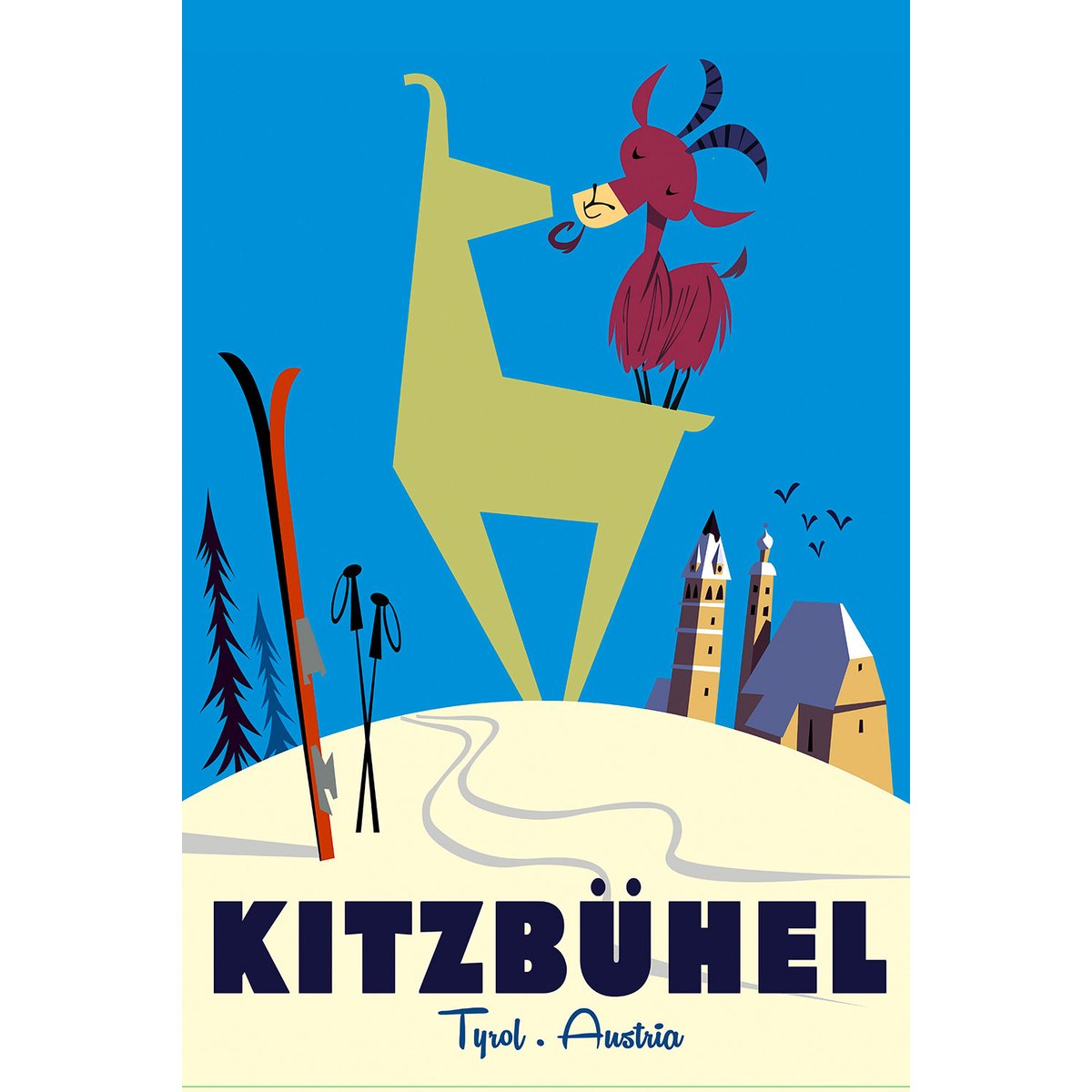 Tableau  bisous de kitzbuhl tableau alu dibond, HEXOA
