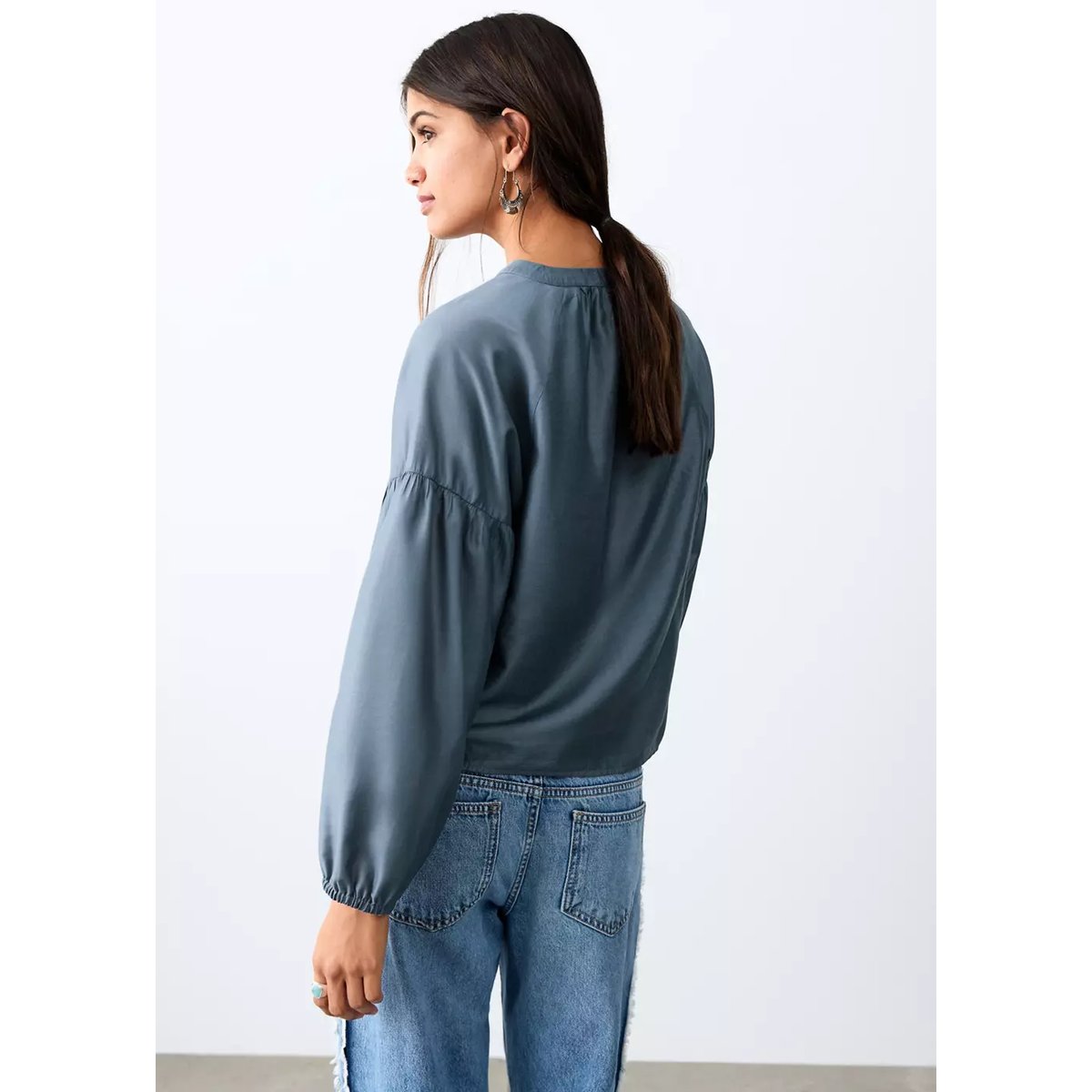 Blouse brodée nœud bleu ciel, MANGO TEEN