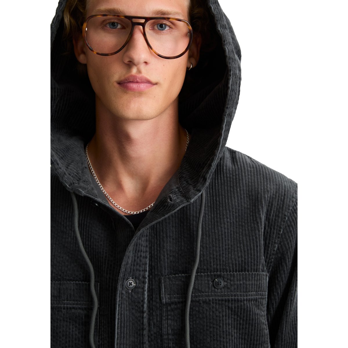 Surchemise en velours côtelé, coupe régulière en coton biologique gris, MARC O’POLO DENIM