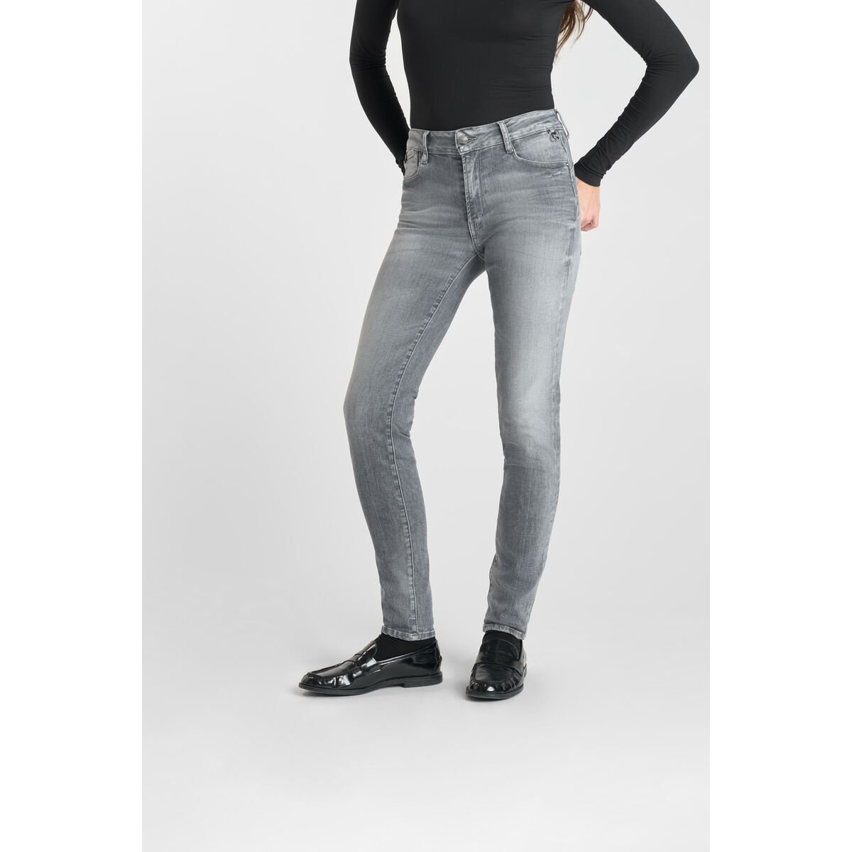 Jeans push-up slim taille haute PULP, longueur 34 grey, LE TEMPS DES CERISES