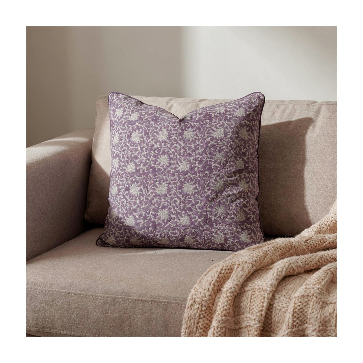 Housse de coussin Noura violet, crème, ARCHIV