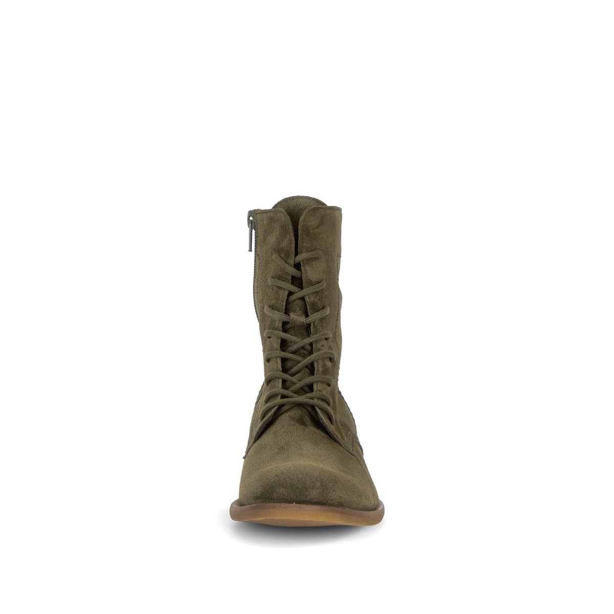 Bottines en cuir velours à talon décroché kaki, GABOR