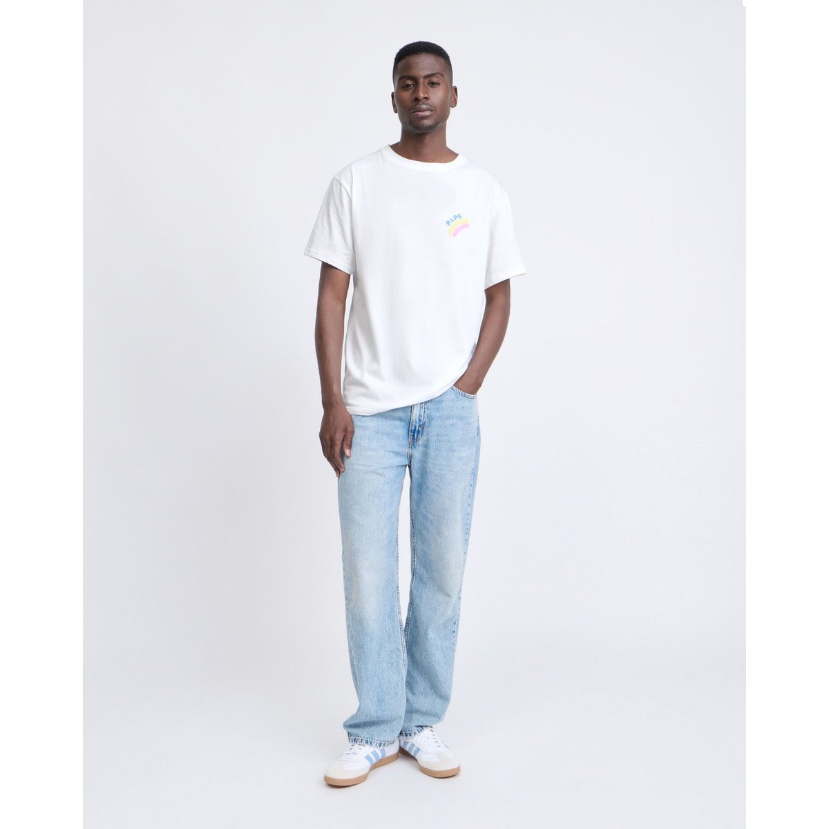 T-shirt Papa rainbow en coton bio blanc, EMOI EMOI