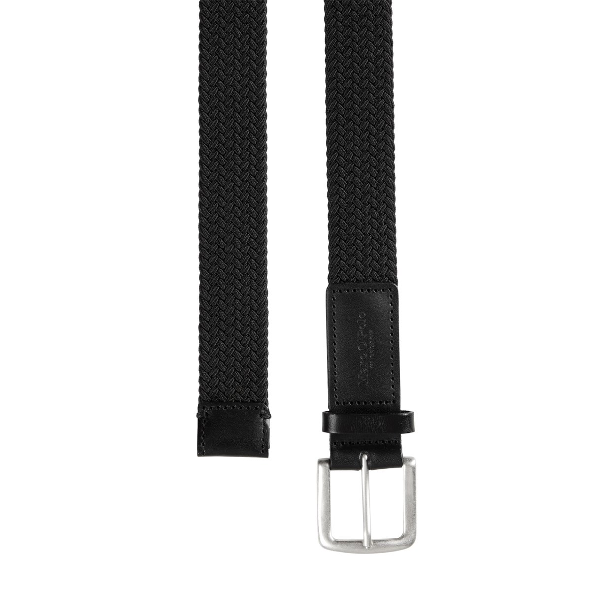 Ceinture tressée en matière extensible recyclée noir, MARC O'POLO