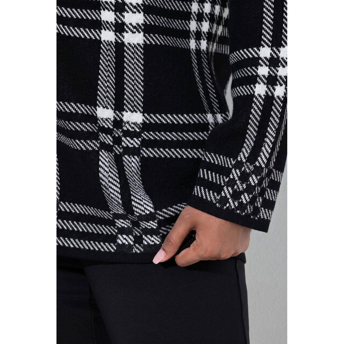 Pull à carreaux, effet scintillant noir, ULLA POPKEN
