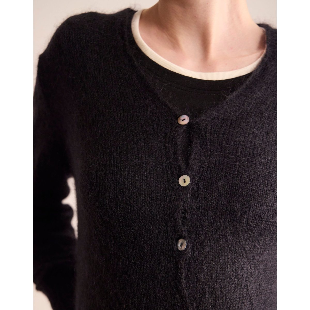Cardigan Alex en maille mohair et laine mérinos - Ines de la Fressange Paris noir, INES DE LA FRESSANGE PARIS