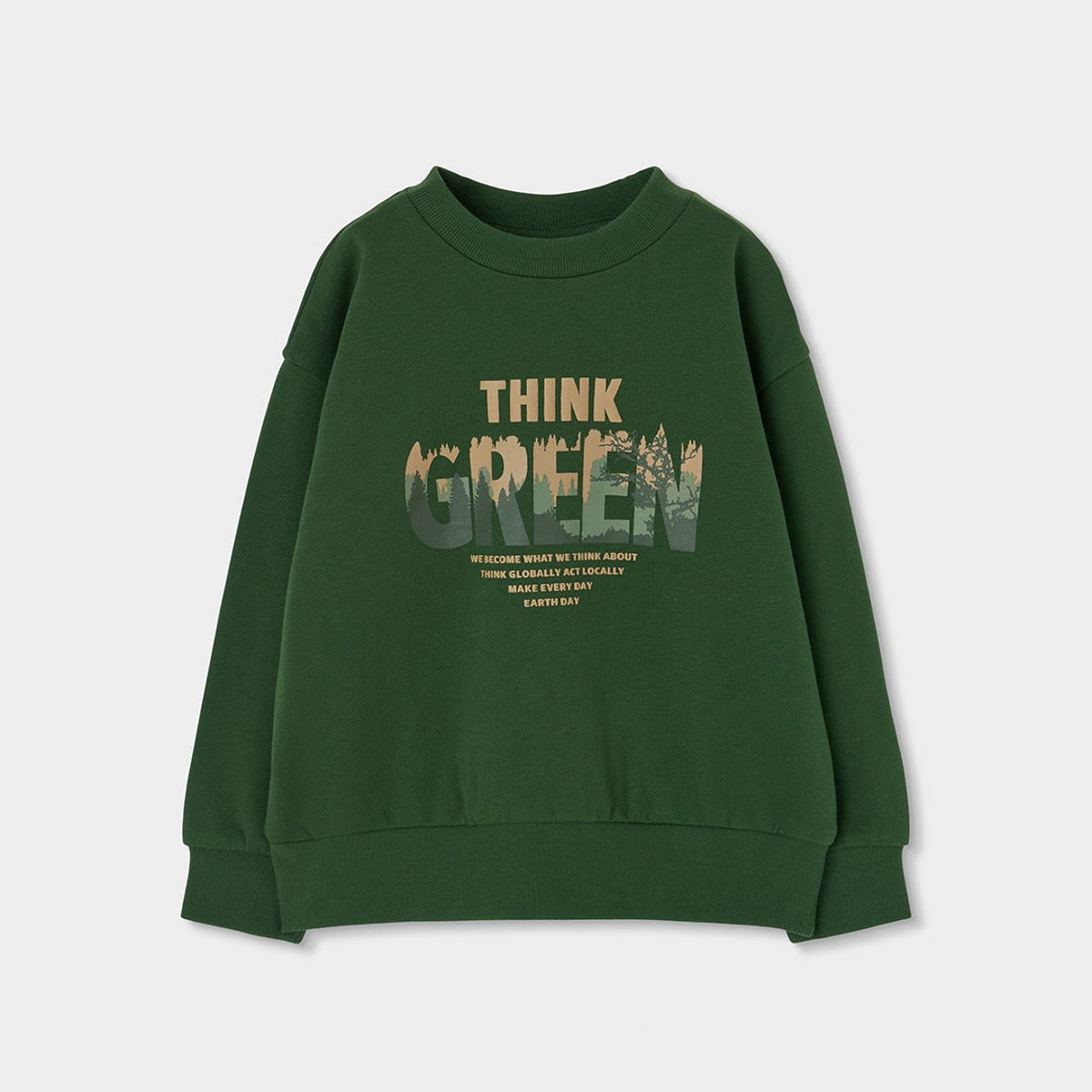 Ensemble garçon maille imprimé Think Green vert, BOBOLI