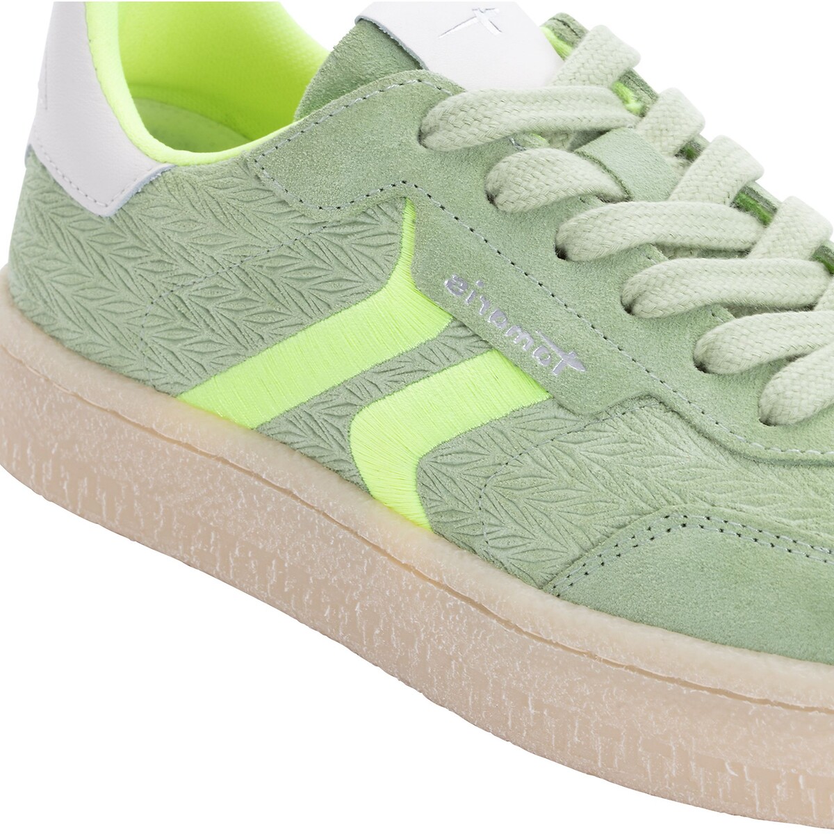 Baskets en cuir, semelle coloris miel vert sauge, TAMARIS