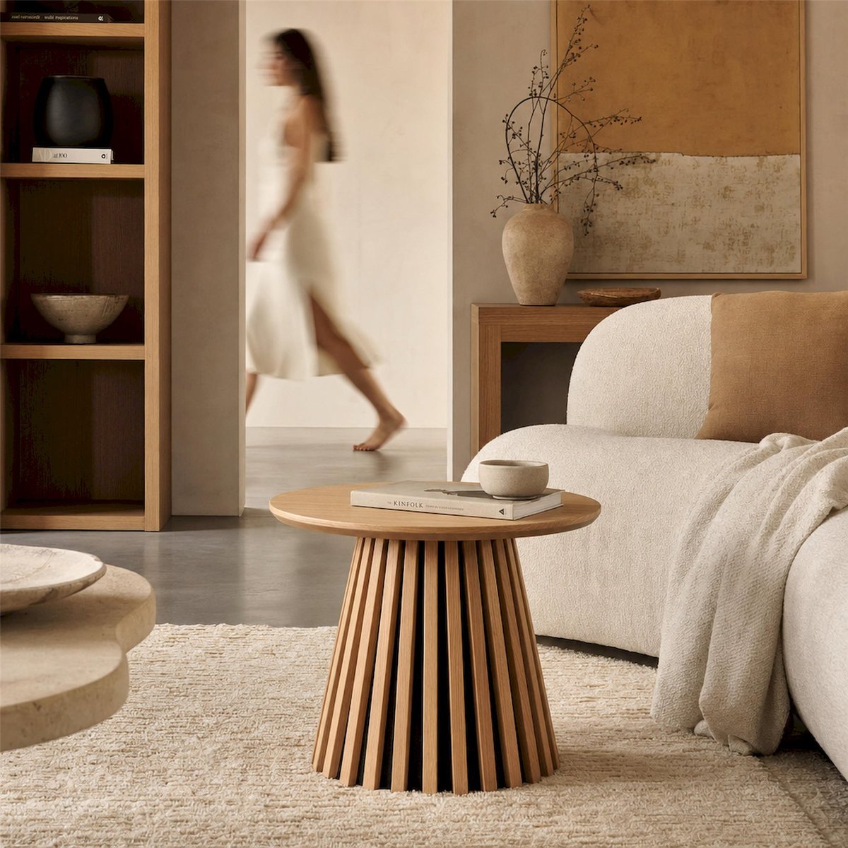 Table d'appoint ronde, Collection NENTERS chêne naturel, RECOLLECTION