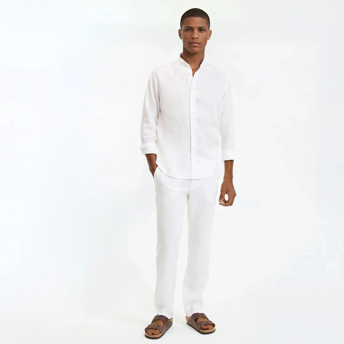 Signature Leinenhose ISAAC, gerades Bein weiss, LA REDOUTE COLLECTIONS