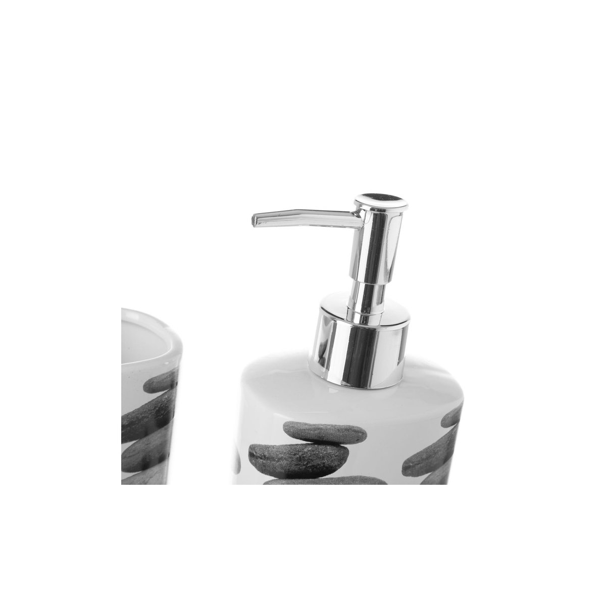Set salle de bain galets - Distributeur Savon + Verre gris, WADIGA