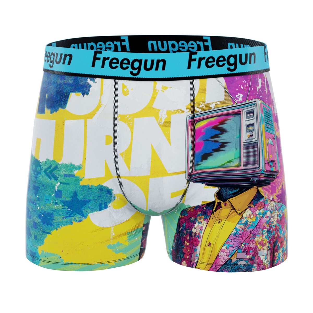 Lot De 3 Boxers Microfibre beige/jaune/rose/turquoise/rouge/noir/blanc, FREEGUN