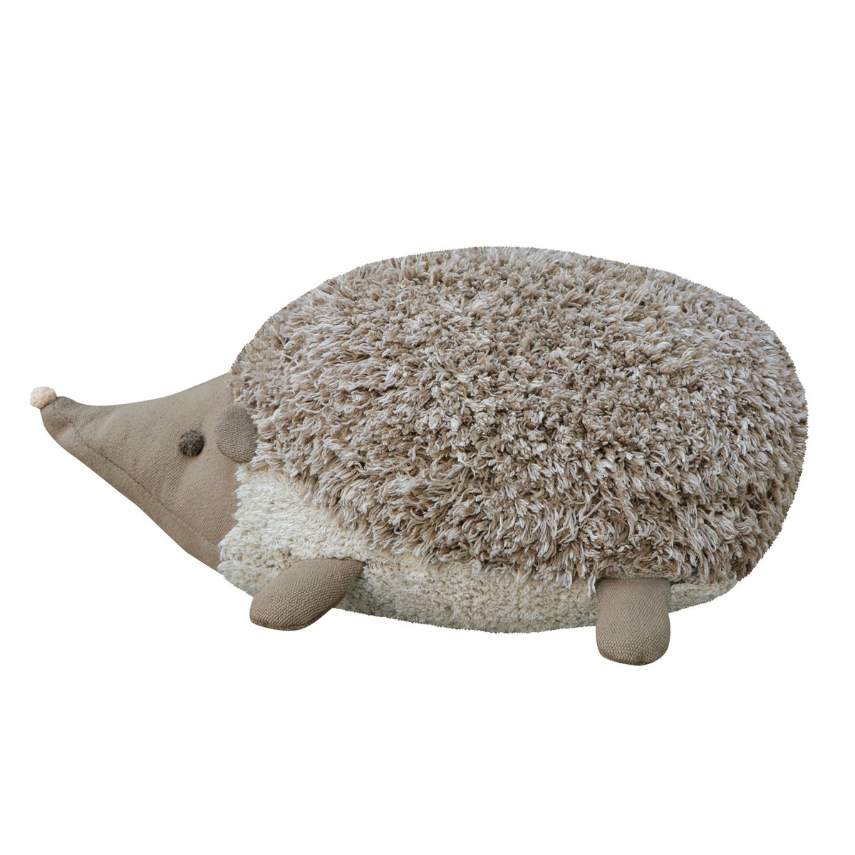 Coussin de sol en coton Hérisson CHASSE AUX CHAMPIGNONS naturel, brun clair, LORENA CANALS