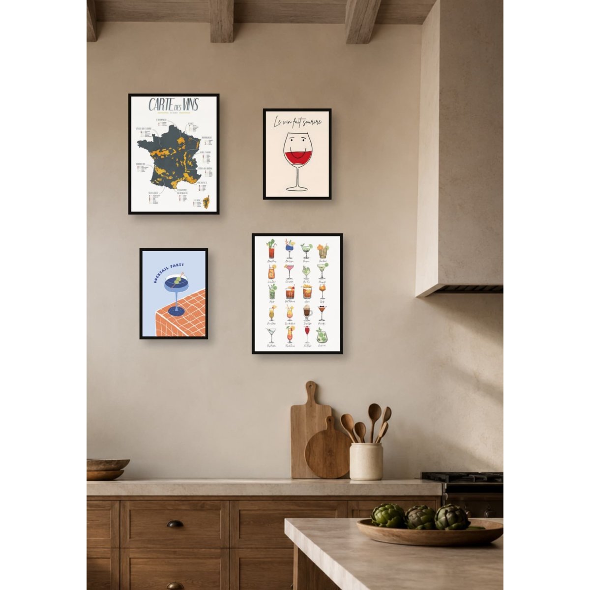 Pack d'affiches encadrées – Cuisine blanc, L'AFFICHERIE