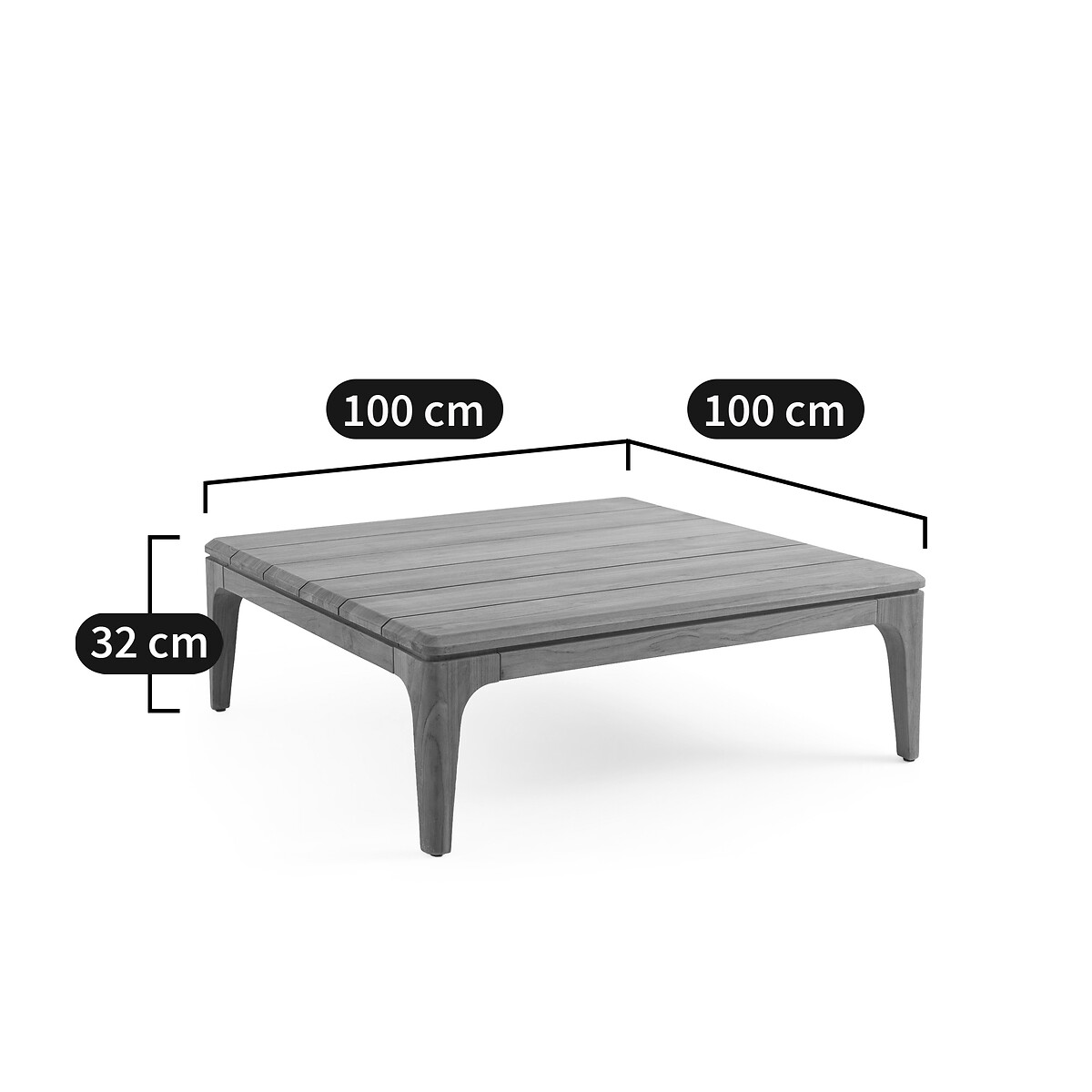 Table basse de jardin carrée en teck, Cordano sable, AM.PM