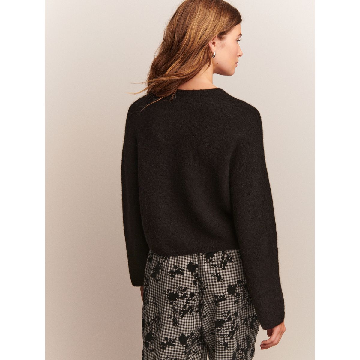 Cardigan ras du cou en maille de laine noir, NEXT