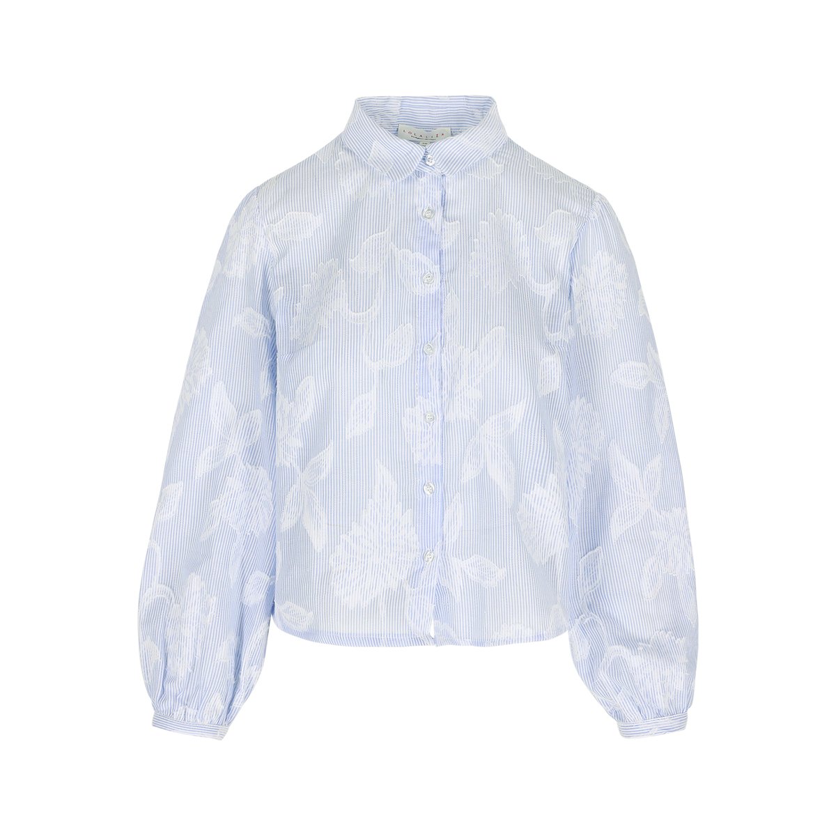 Chemise rayée détails jacquard bleu pastel, LOLALIZA