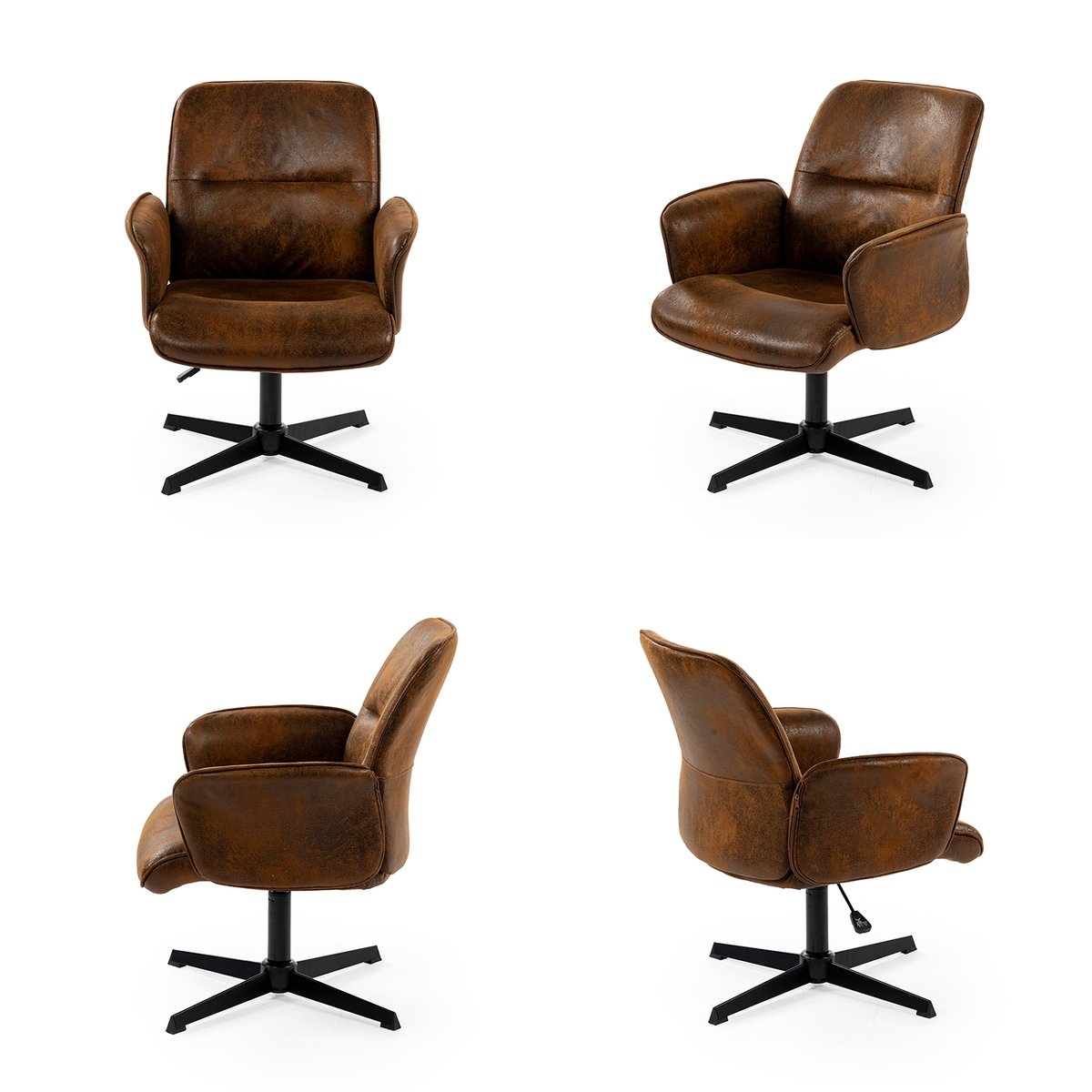 Ensemble de bureau d’angle rotatif avec portes rotin et chaise de bureau, DICCPERNTHOMASINAM marron, MEUBLES COSY