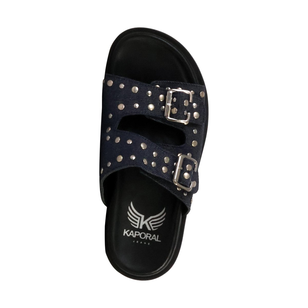 Mules plates avec boucles ajustables JADDIE denim brut, KAPORAL