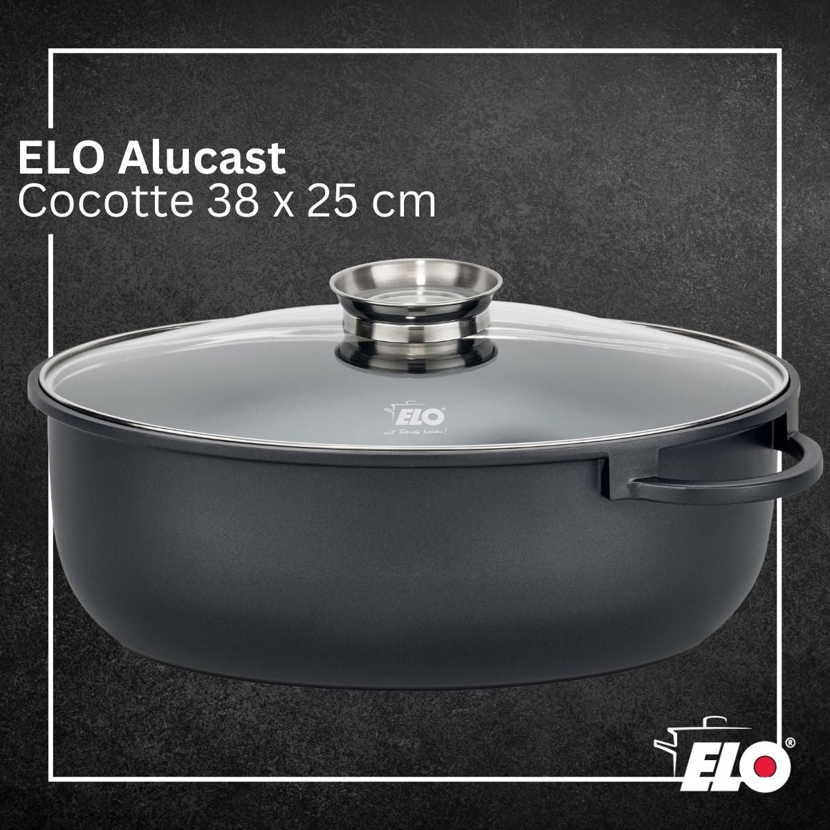 Cocotte 38 x 25 cm en fonte aluminium antiadhésive 7 L ALUCAST noir, ELO