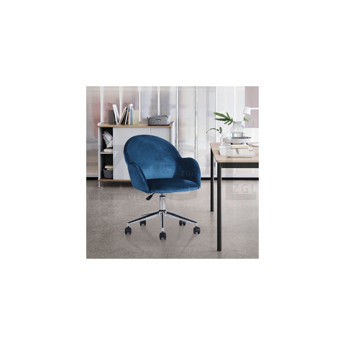 Chaise de Bureau à Roulettes avec Accoudoirs - CHIOZZA bleu, CALICOSY