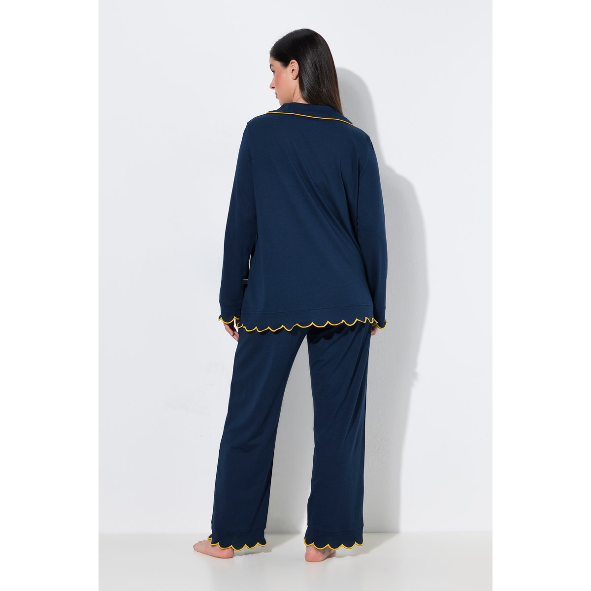 Pyjama en modal mélangé, passepoil fantaisie bleu nuit, ULLA POPKEN