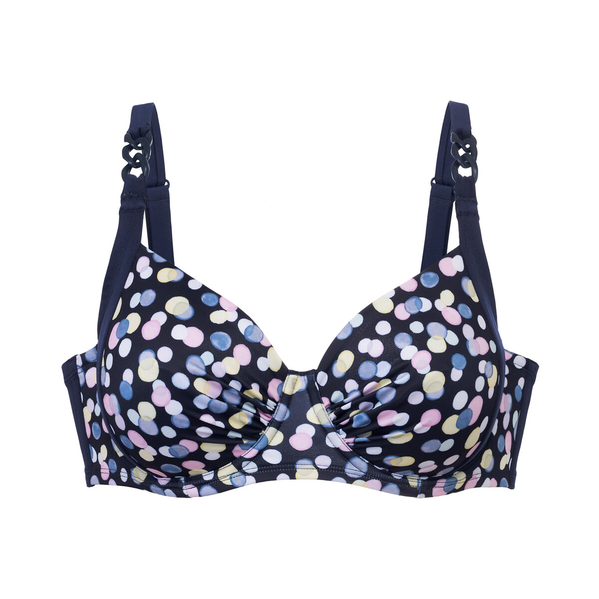 Haut de maillot de bain Mesola imprimé pois fond marine, DORINA