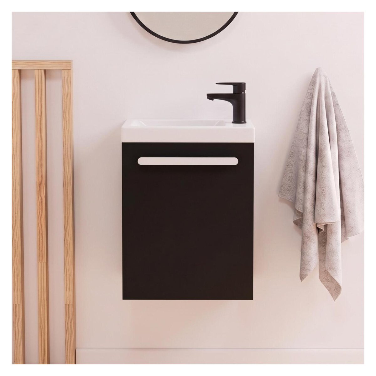 Ensemble lave-mains suspendu avec robinet noir NEVADA noir satiné, MOB IN