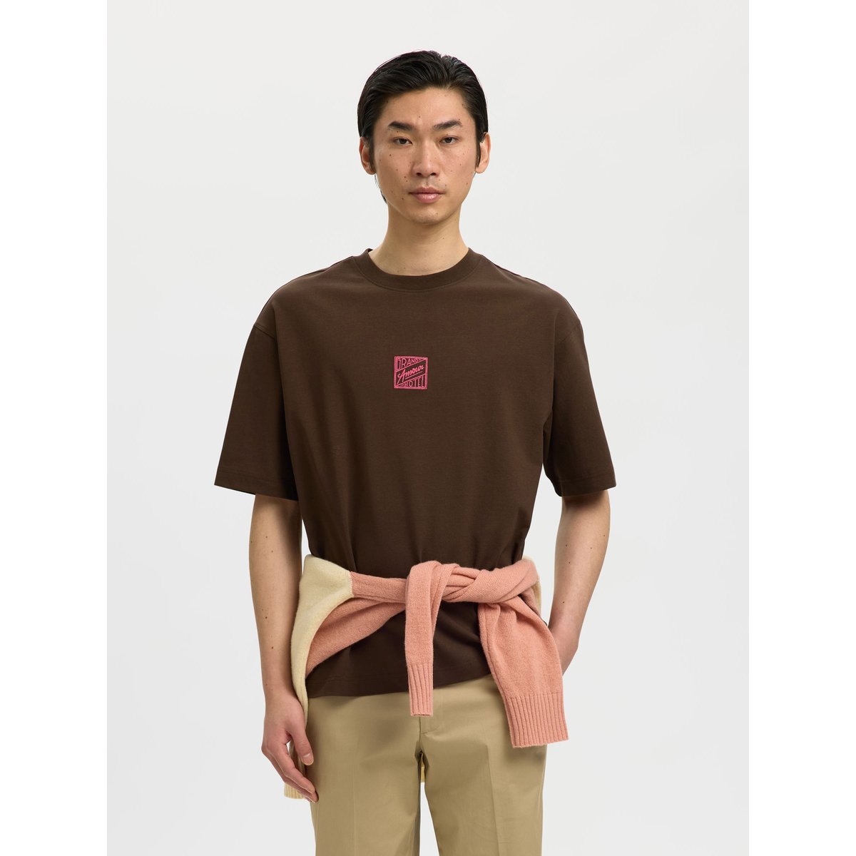 T-Shirt marron - delicioso, SELECTED