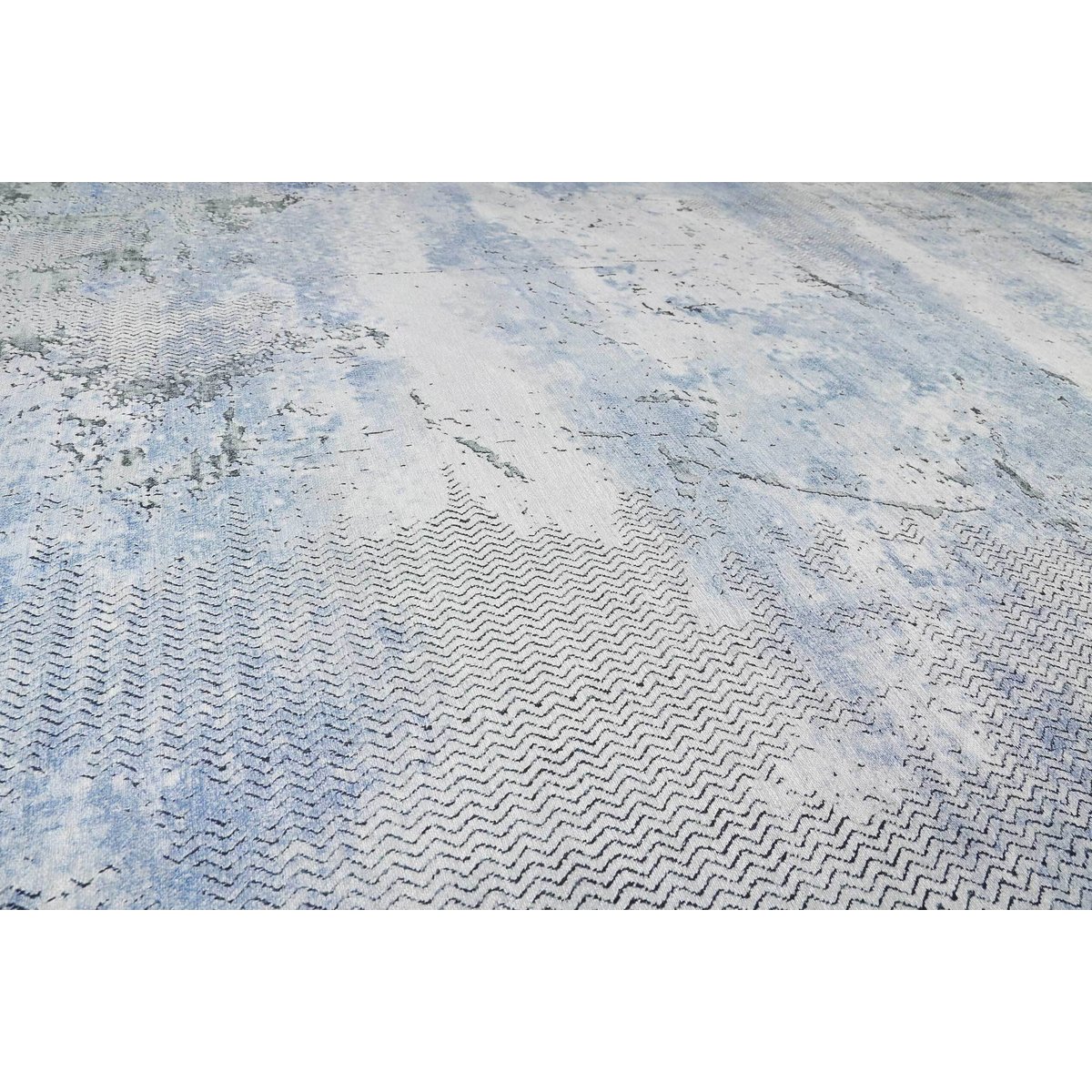 Tapis plat inspiration vintage , RADIATE gris et bleu, WECON HOME