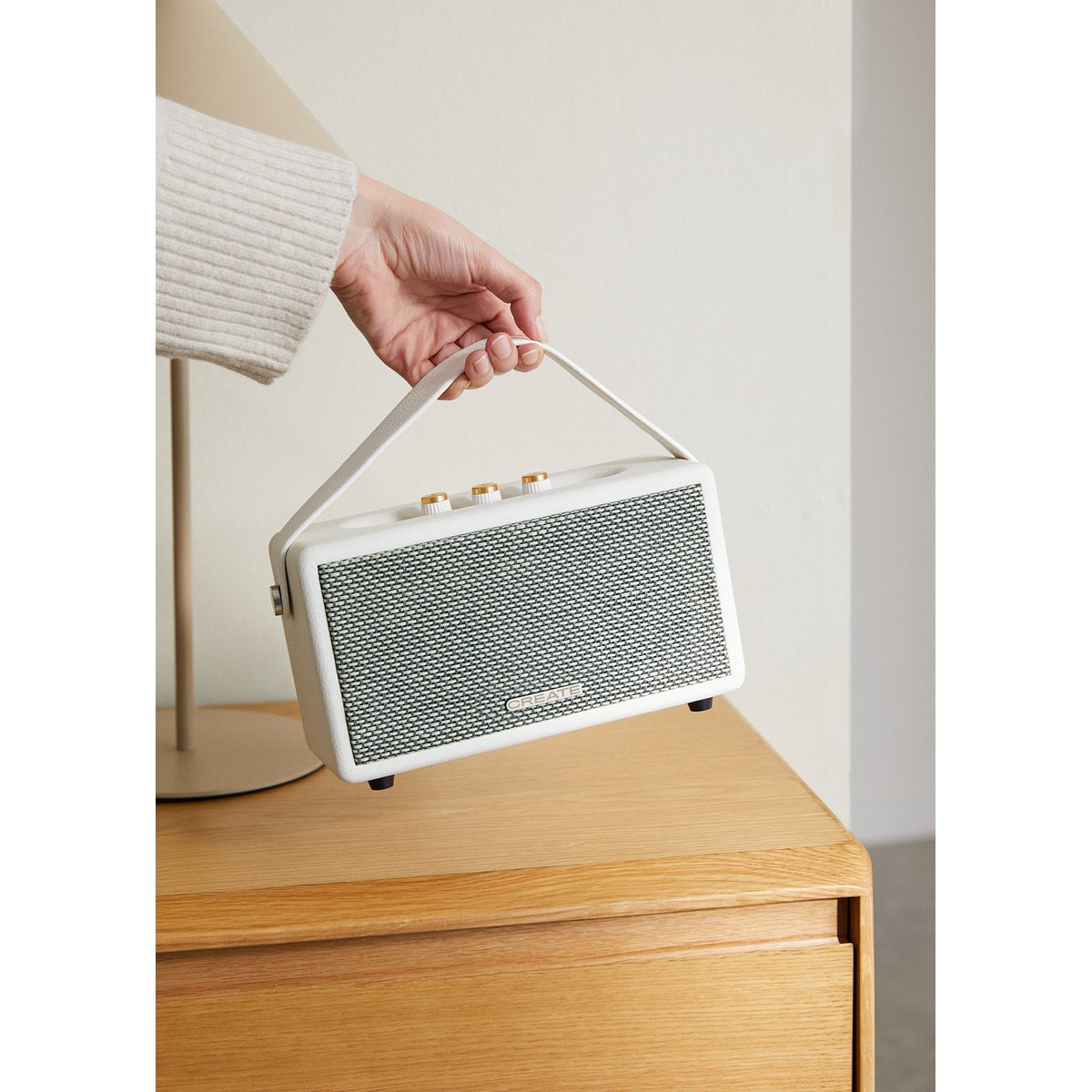 Haut-parleur portable AUX SPEAKER RETRO blanc cassé, CREATE