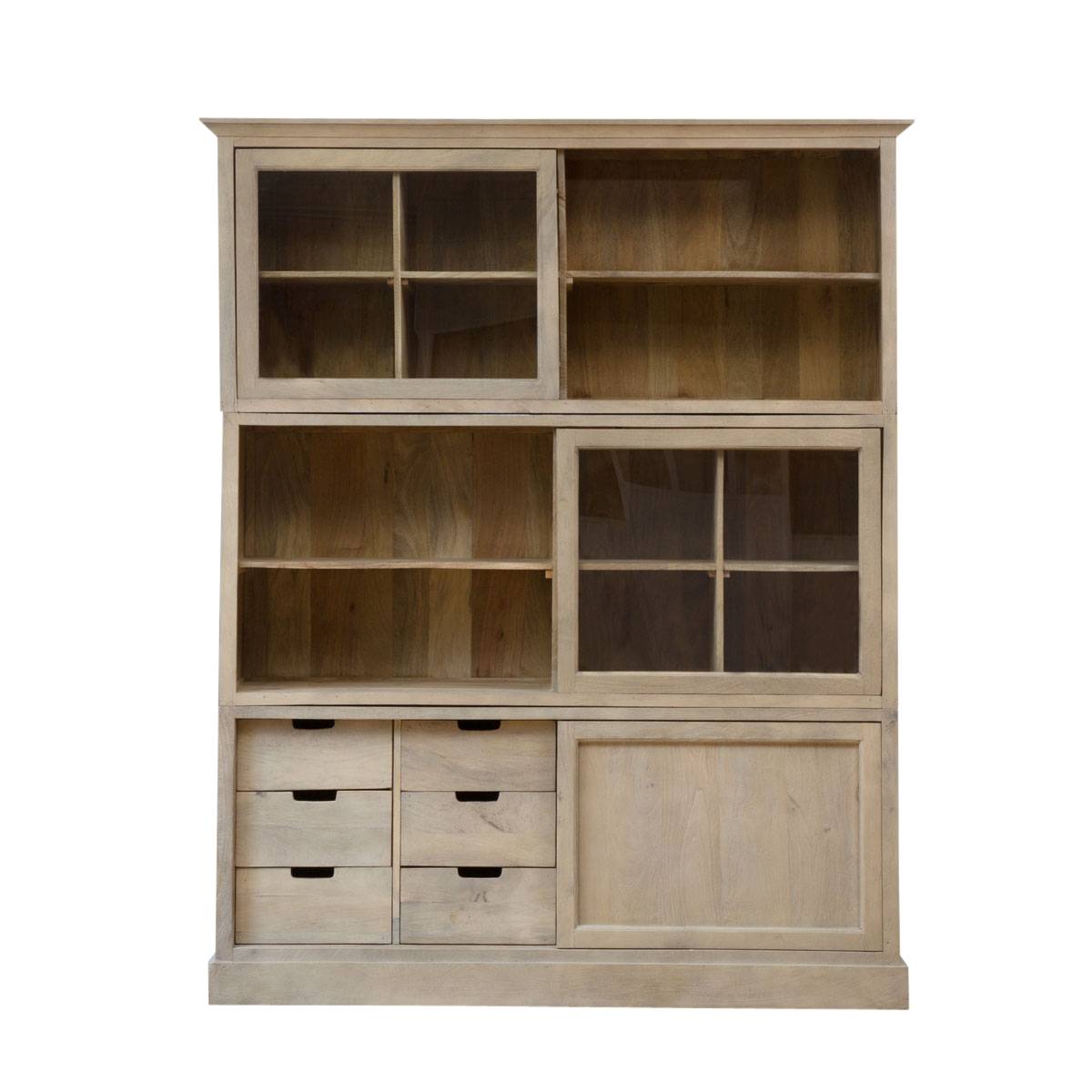 Vaisselier en bois de manguier NINA bois clair, MADE IN MEUBLES