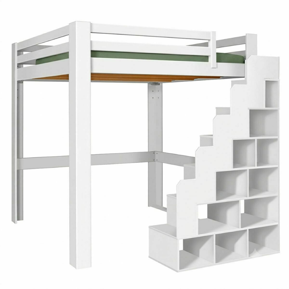 Lit mezzanine avec escalier SURI blanc, AKITEN RETAIL