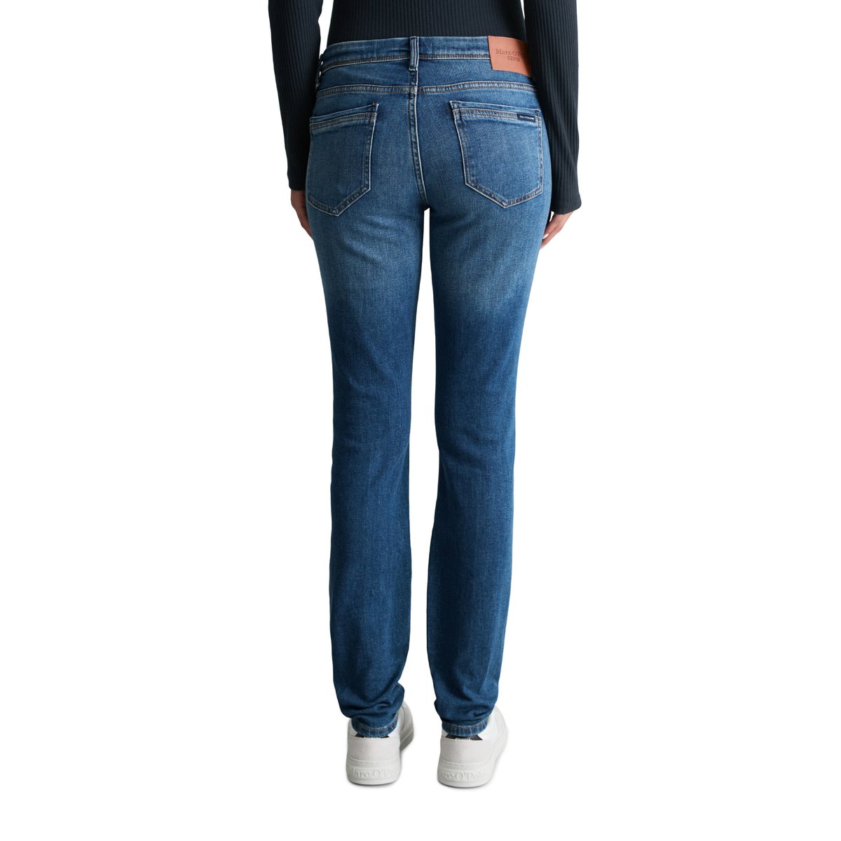 Jeans modèle Alva slim en coton biologique mélangé stretch bleu, MARC O’POLO DENIM