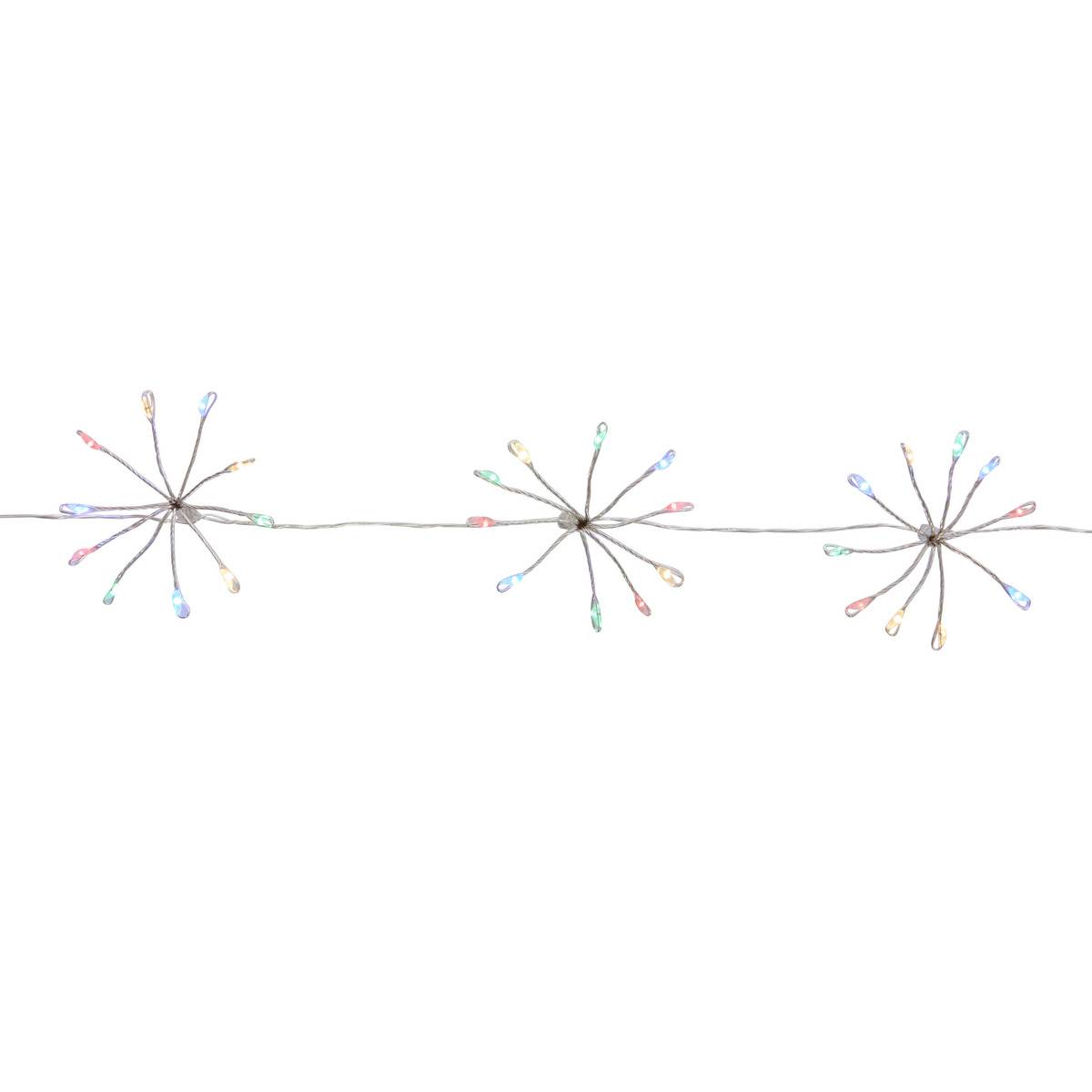 Guirlande lumineuse à pompons d'intérieur 4 m 400 LED blanc froid fil cuivre à piles multicolore, FEERIC LIGHTS & CHRISTMAS