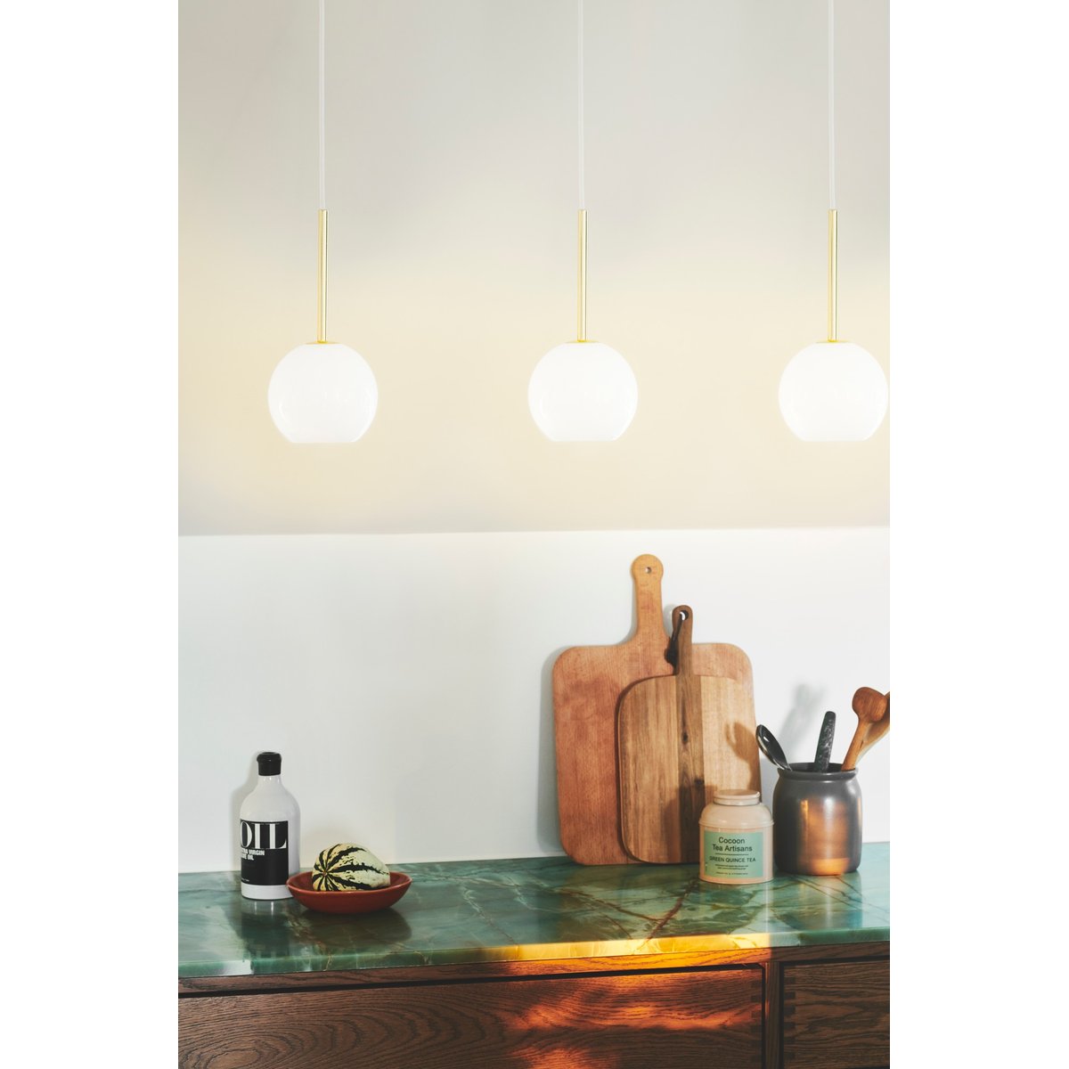 Suspension design vintage classique en verre, FRANCA 13 doré, NORDLUX