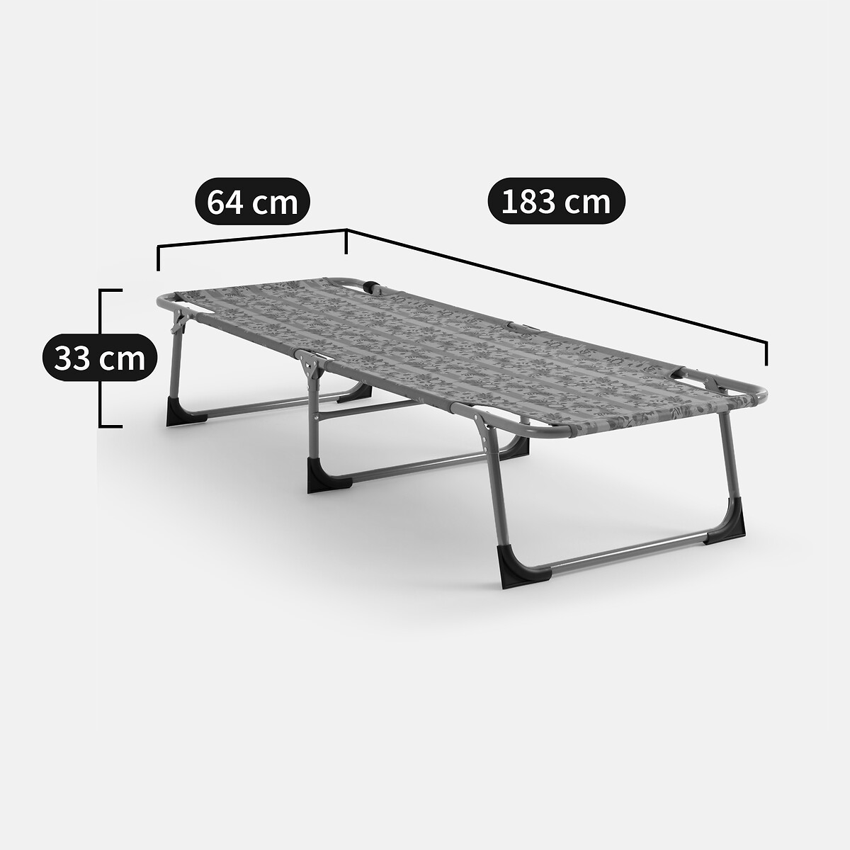 Lit de camp pliable avec tissu motif fleurs, VALERIA imprimé fleuri, LA REDOUTE INTERIEURS