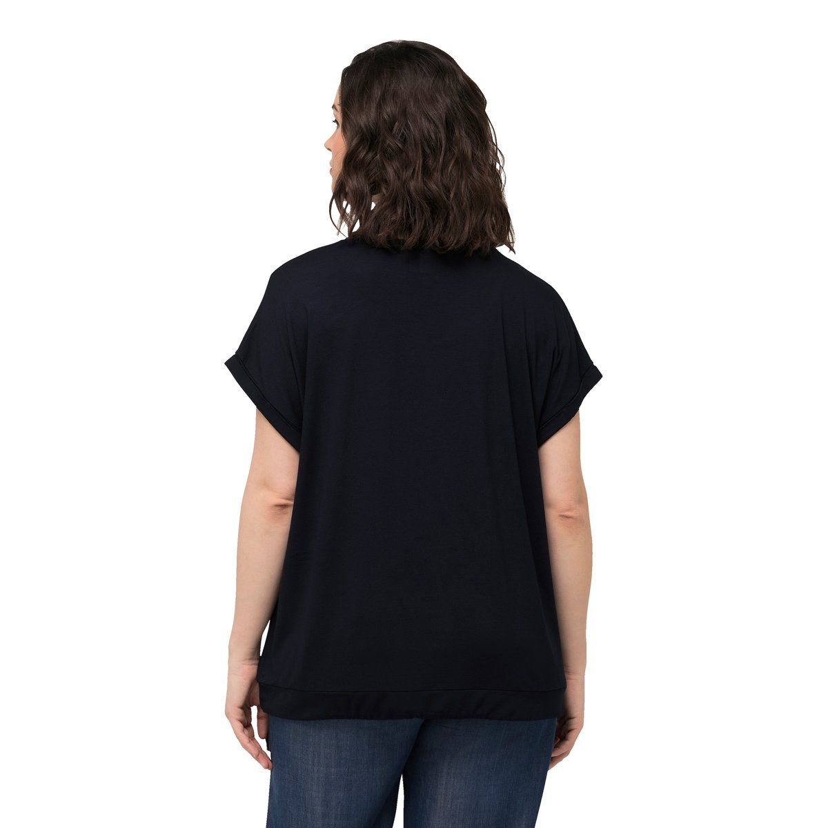 T-shirt oversize à col rond et marine, ULLA POPKEN