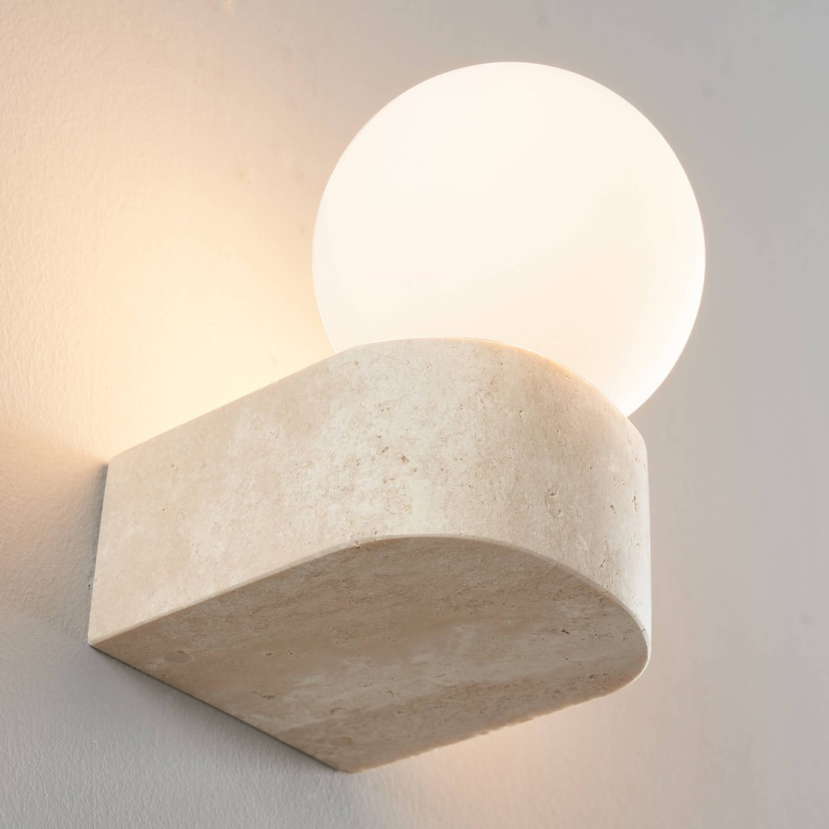 Applique pierre naturelle et verre - ORIANE beige et blanc, KOSILUM
