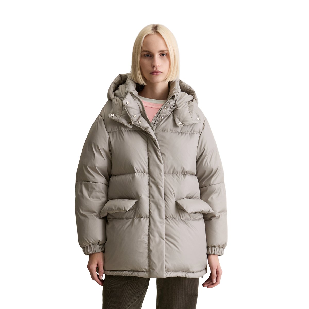 Veste bouffante en duvet oversize en polyester ripstop recyclé gris, MARC O’POLO DENIM