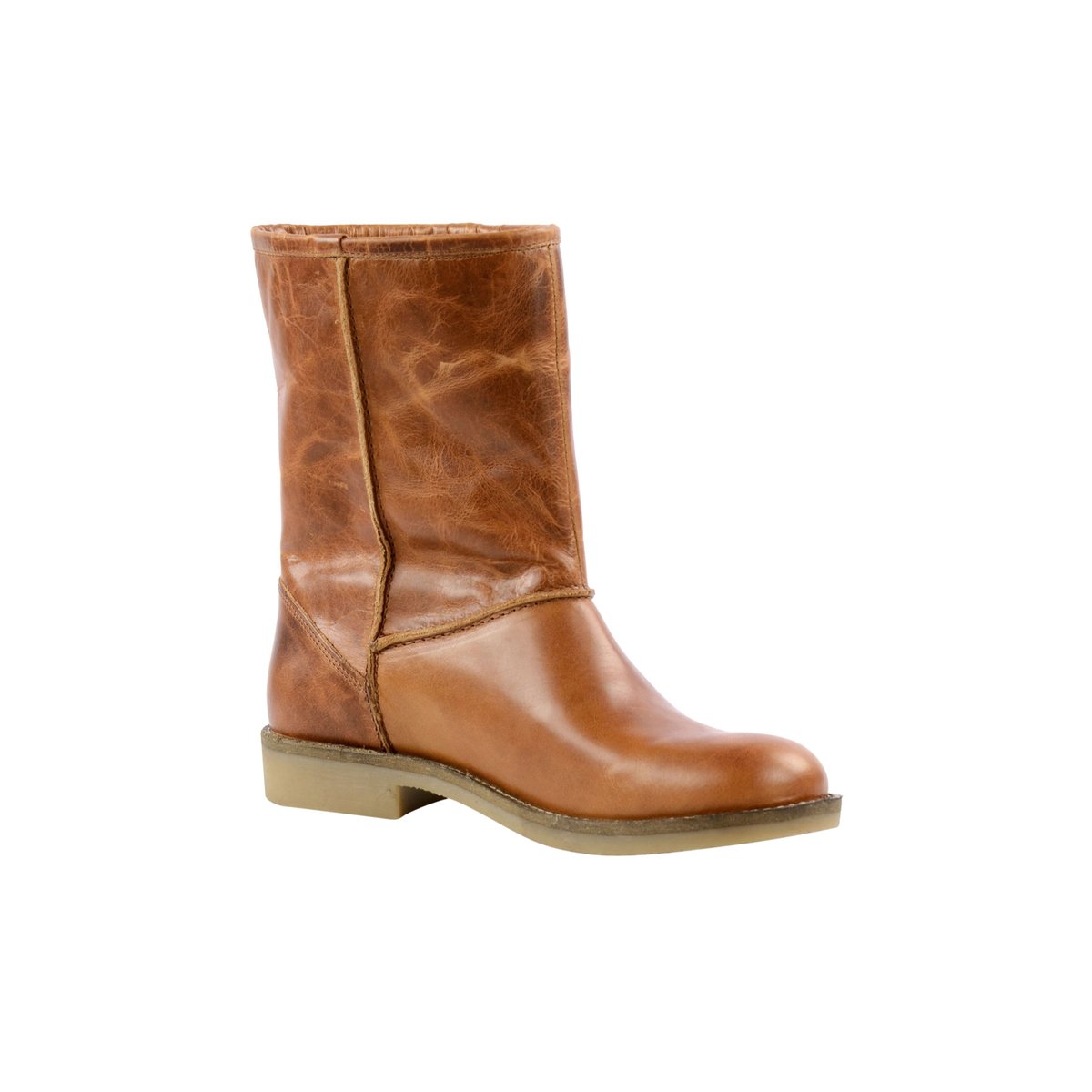 Bottes courtes en cuir cognac, SACHA