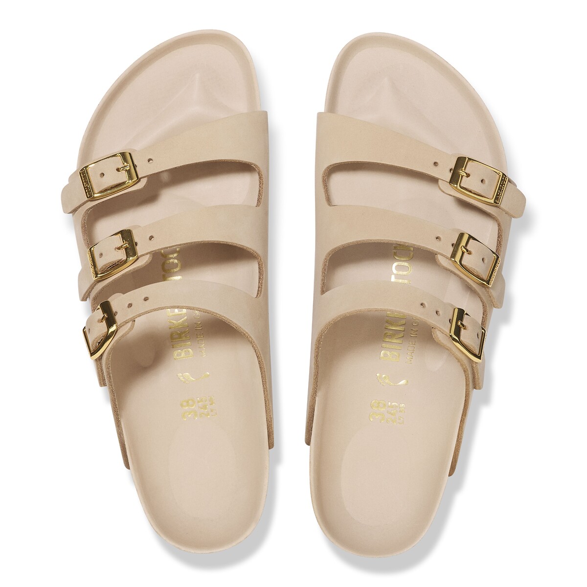 Mules en cuir nubuck Florida beige, BIRKENSTOCK