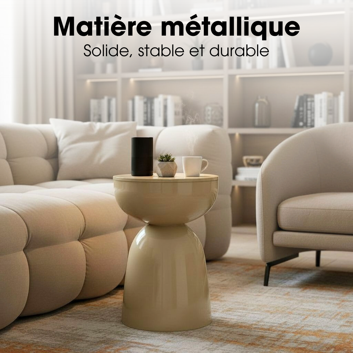 Table d'appoint ELLIOT beige, MICA DECORATIONS