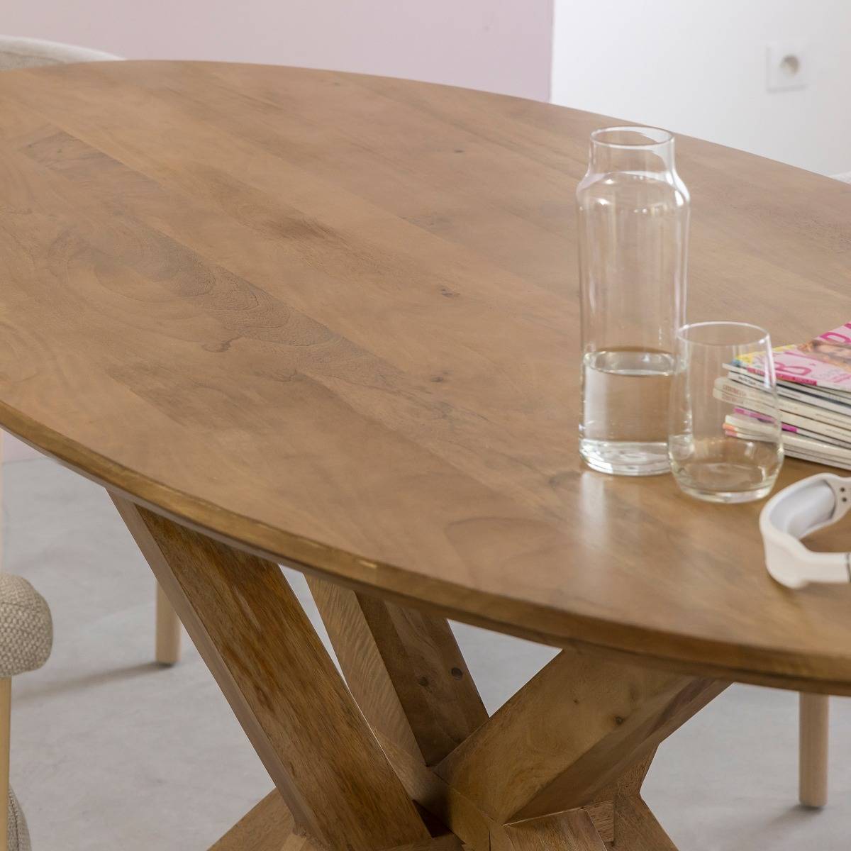 Table à manger en bois de manguier MALOÉ bois clair, MADE IN MEUBLES 