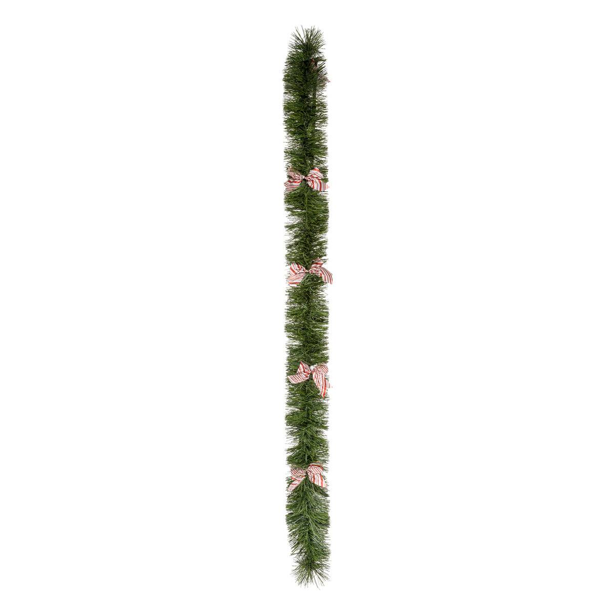 Guirlande boa nœuds roses 20 cm x 2,7m plis vert vert, FEERIC LIGHTS & CHRISTMAS
